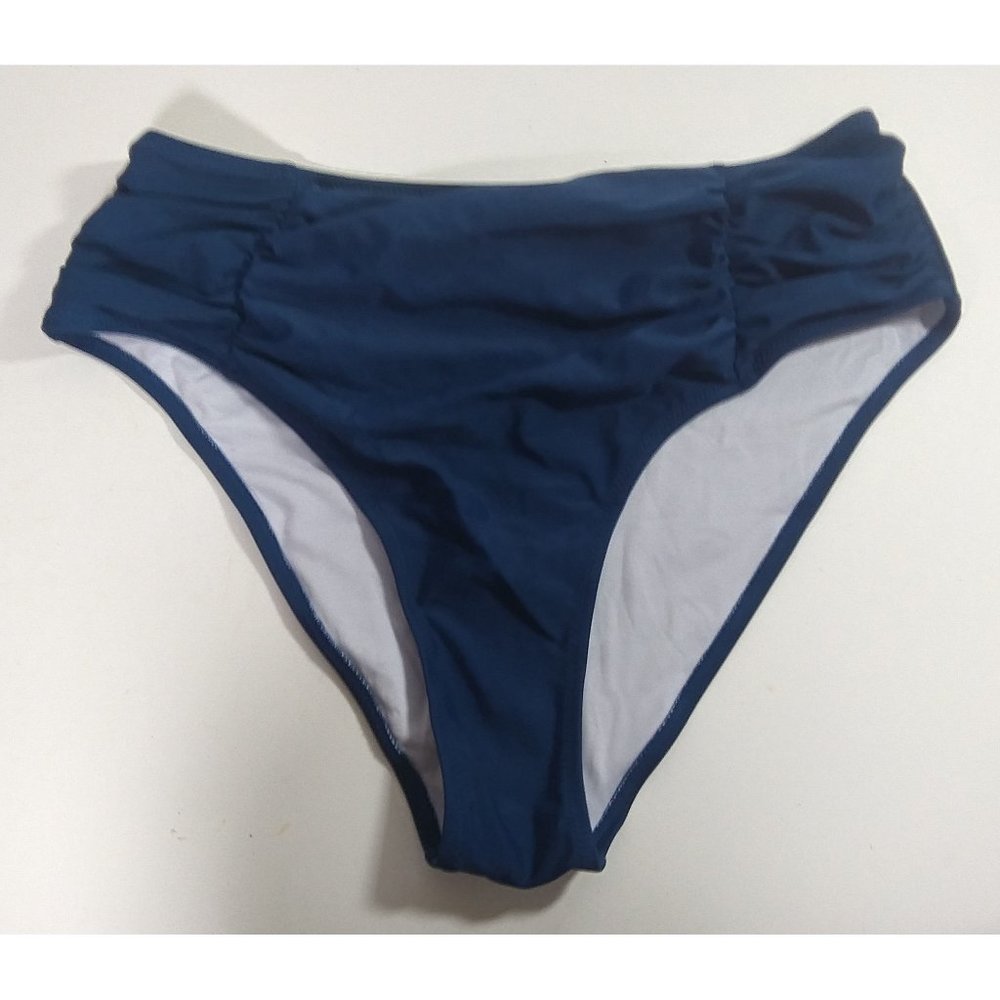 Cupshe Bikini Bottom Medium Blue New Swimsuit Separate Ruched Lined